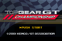 Top Gear GT Championship title screen for GameBoy Advance